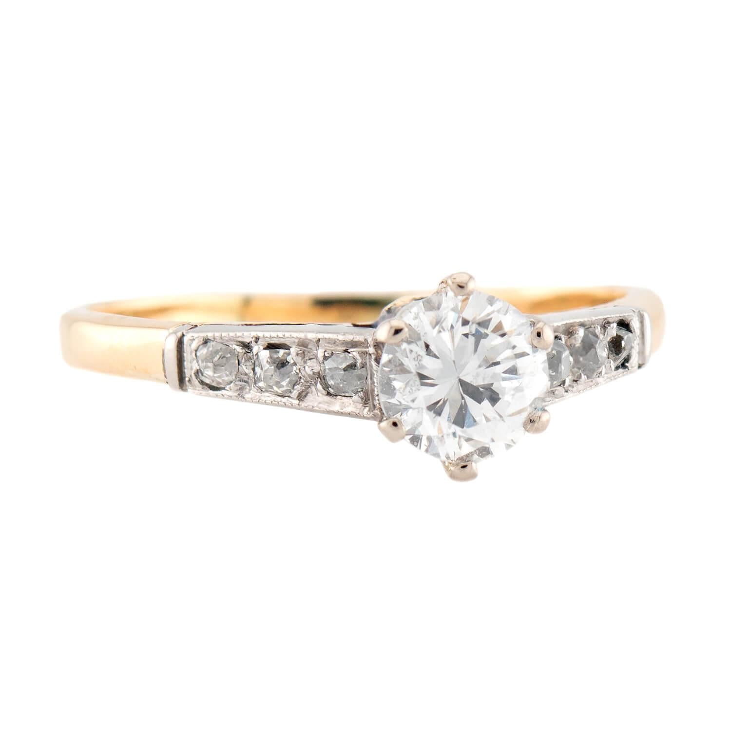 Edwardian 18k/Platinum Diamond Engagement Ring .45ct