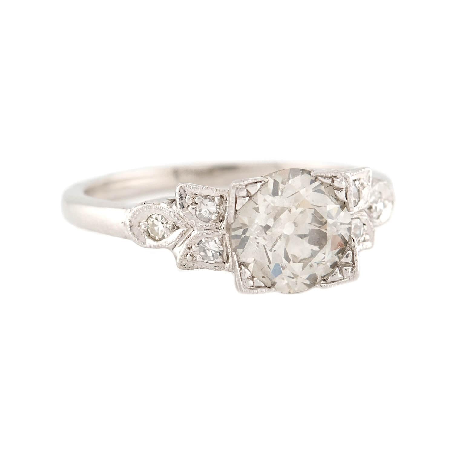 Art Deco Platinum Diamond Engagement Ring 1.45ct