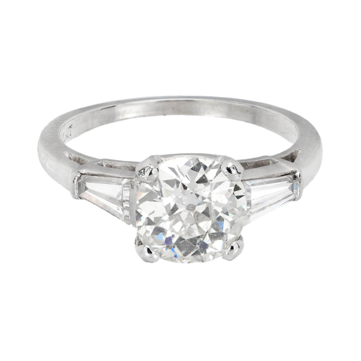 Retro Platinum Diamond Engagement Ring 1.66ct