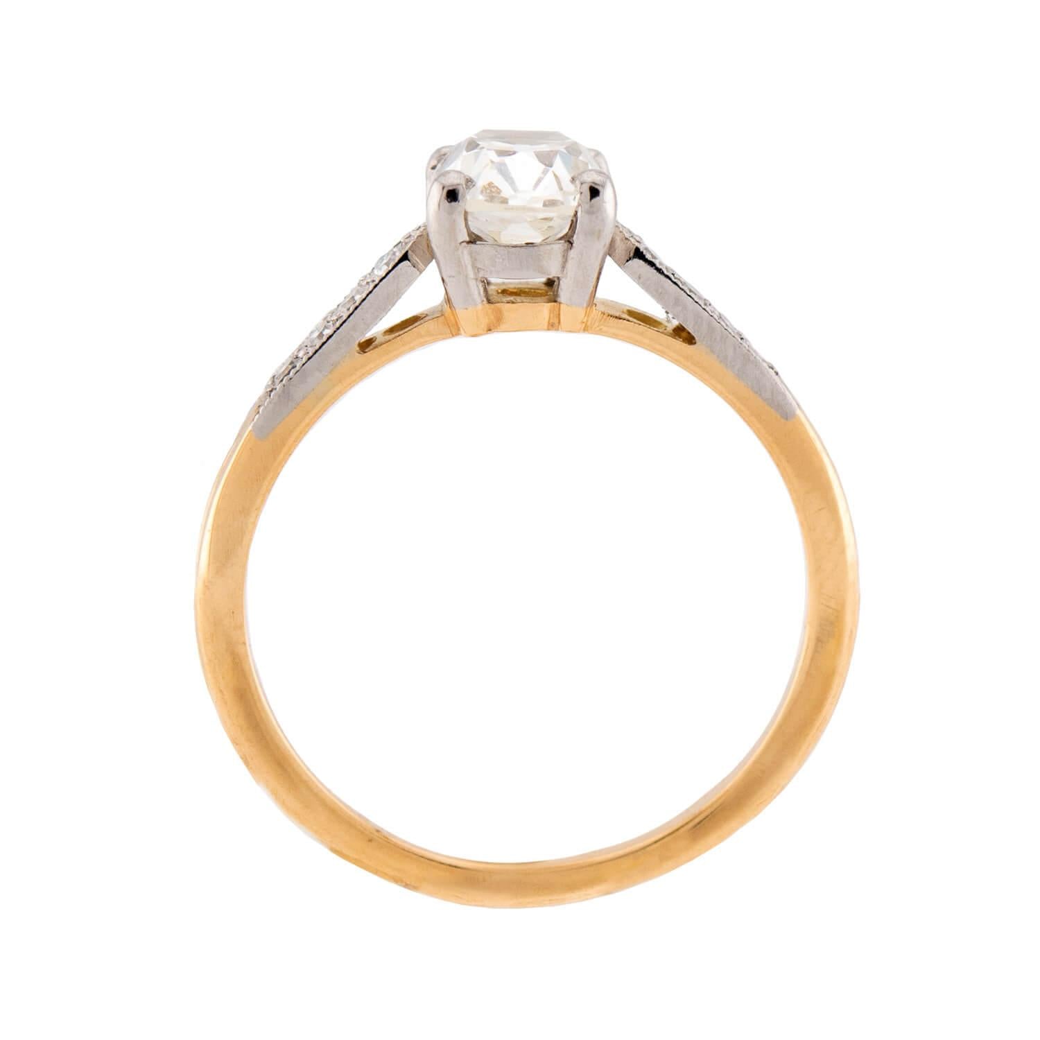 Estate French 18k GIA Diamond Engagement Ring 1.18ct