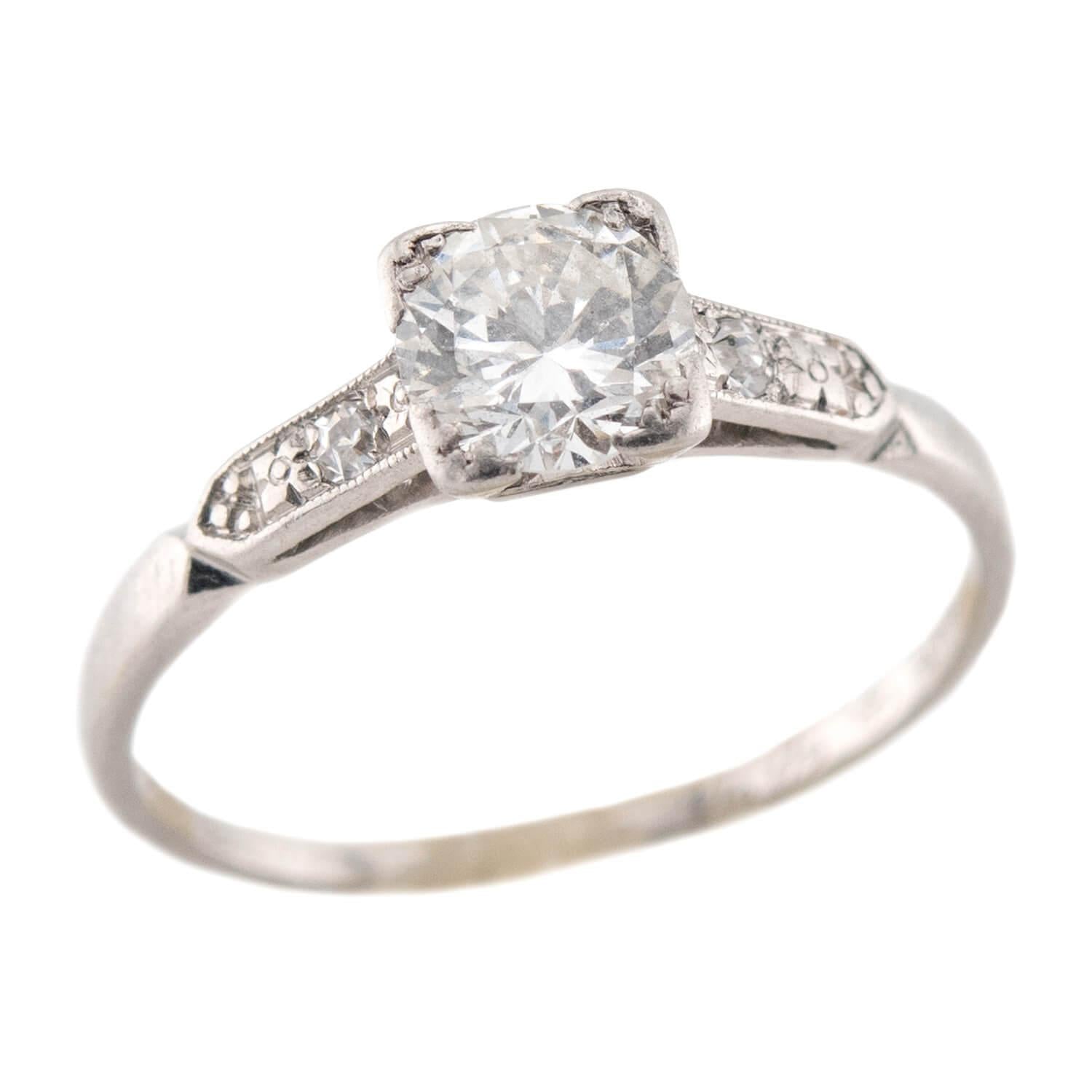 Art Deco Platinum Diamond Engagement Ring .40ct