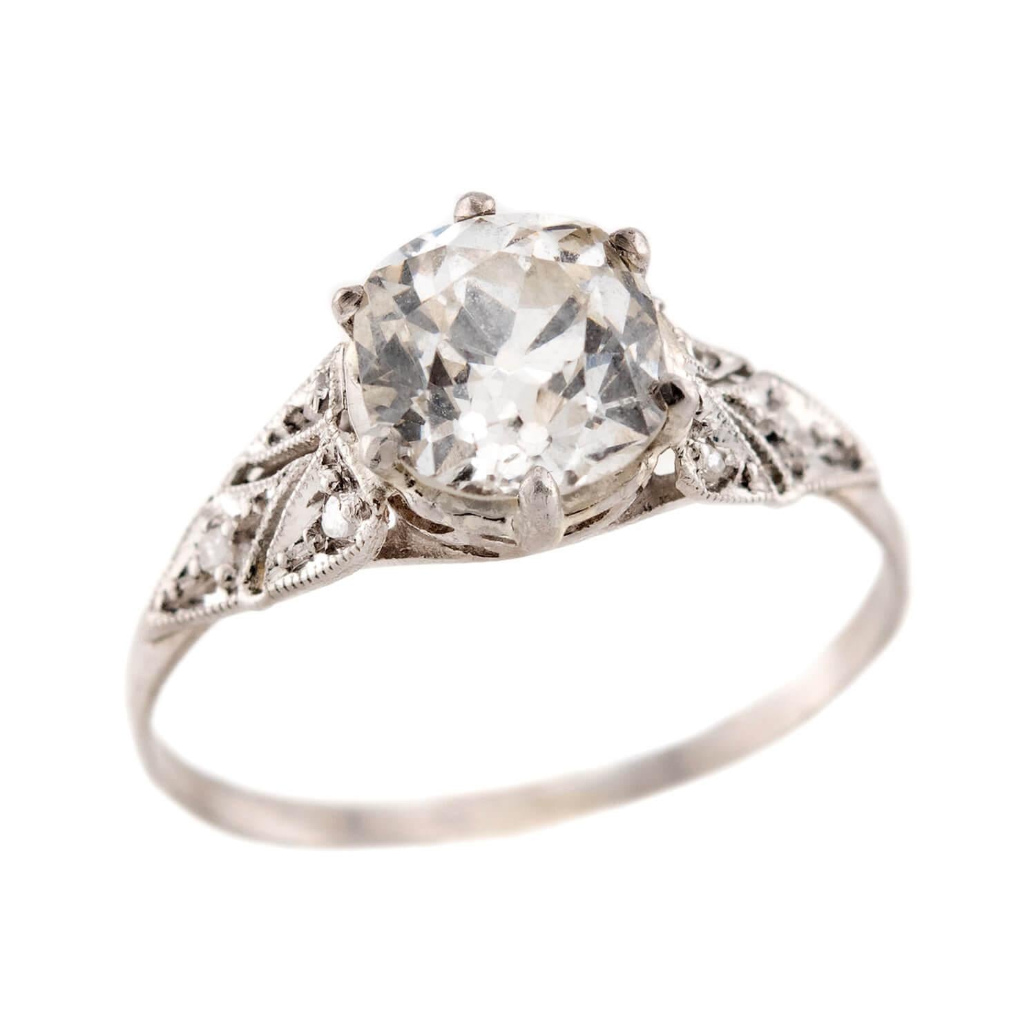 Art Deco Platinum Diamond Engagement Ring 1.55ct