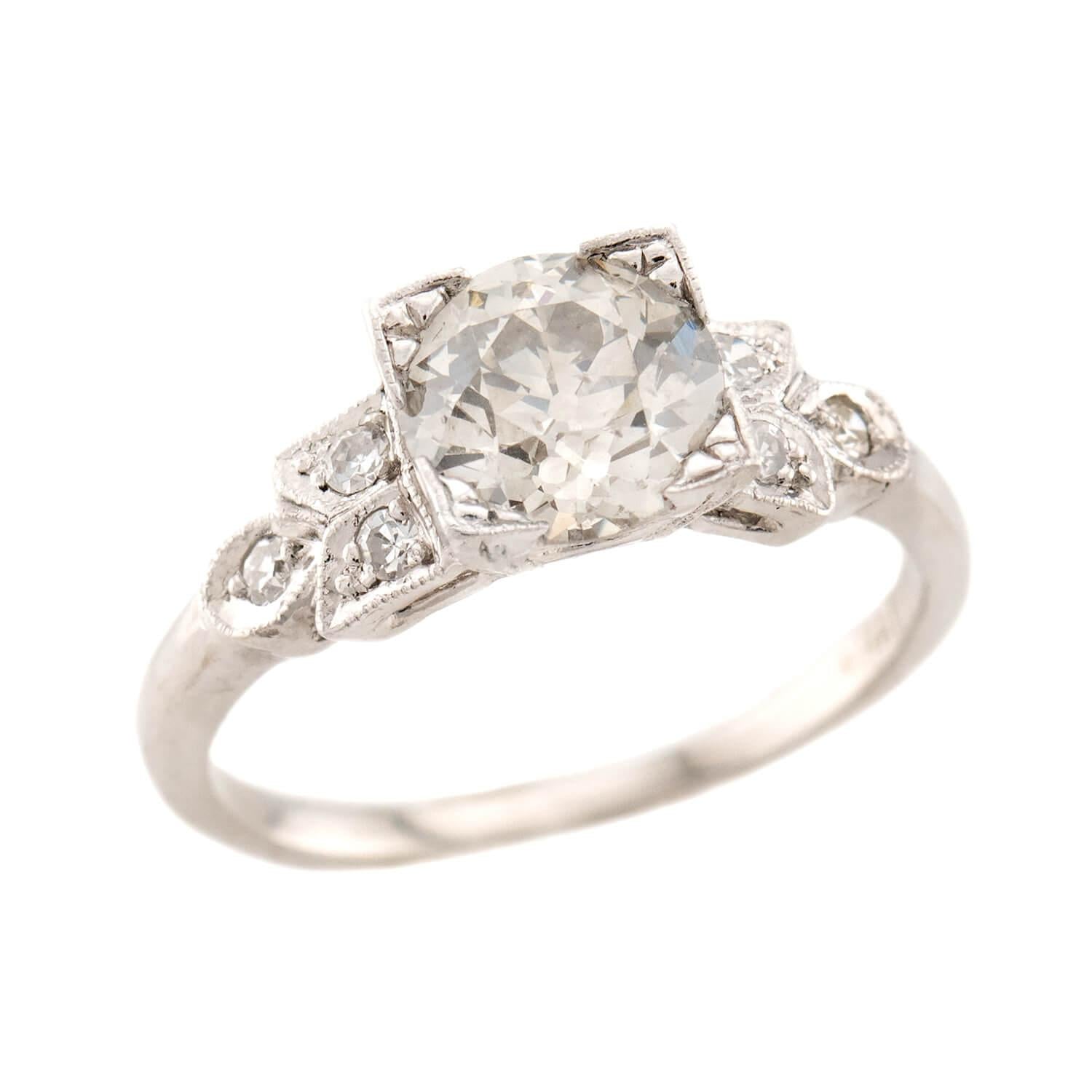 Art Deco Platinum Diamond Engagement Ring 1.45ct