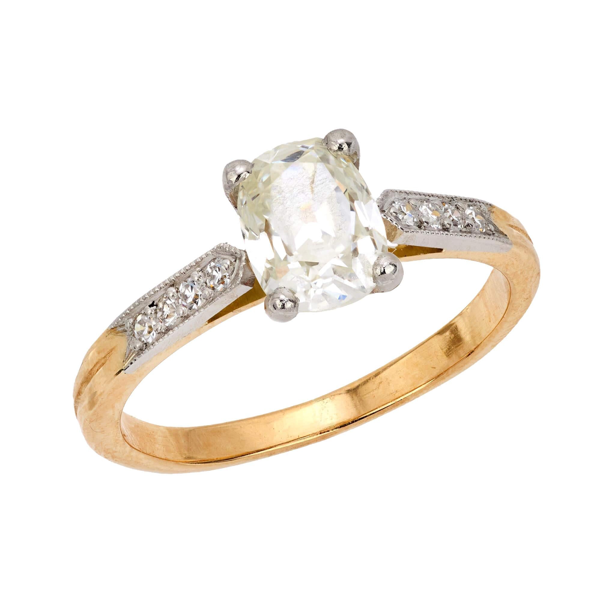 Estate French 18k GIA Diamond Engagement Ring 1.18ct
