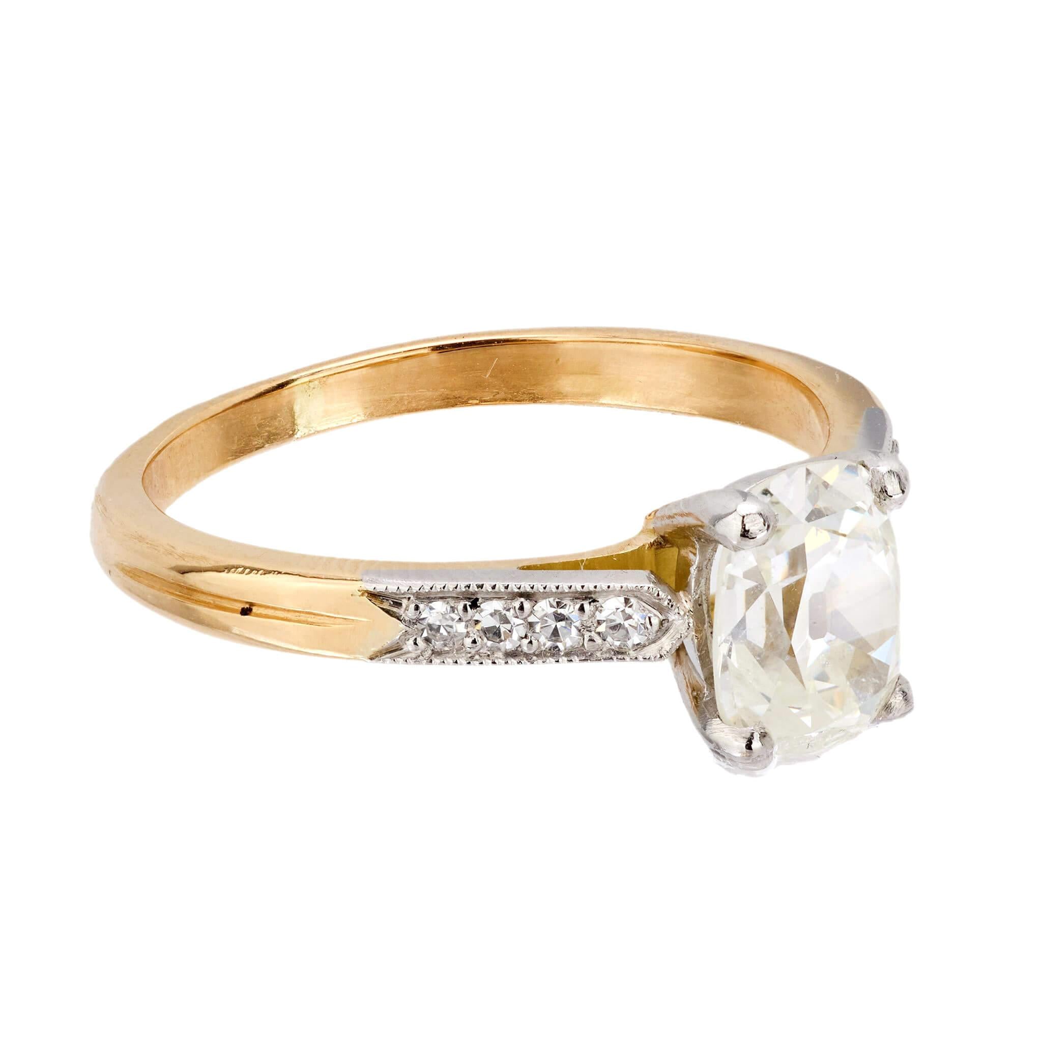 Estate French 18k GIA Diamond Engagement Ring 1.18ct