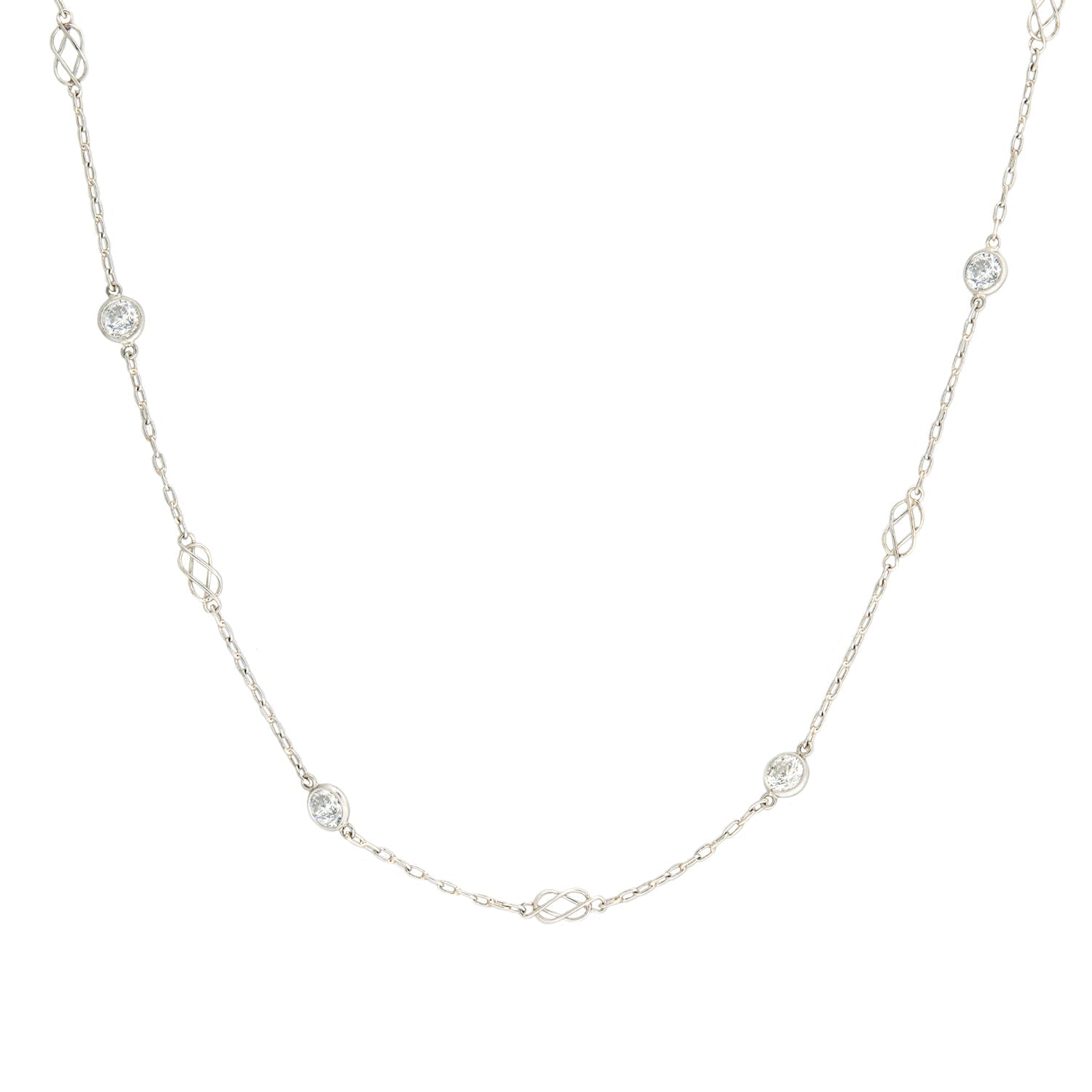 Estate Platinum Diamond By the Yard Chain Necklace 2.75ctw