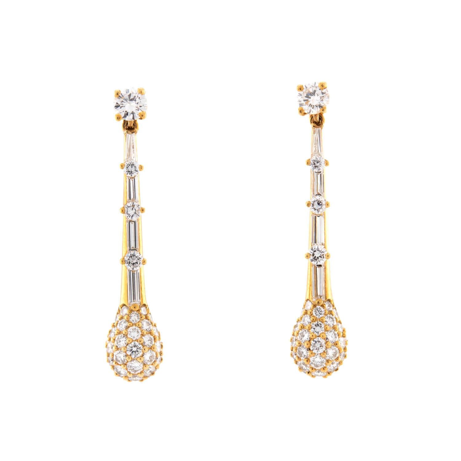 Estate 18k Diamond Matchstick Earrings