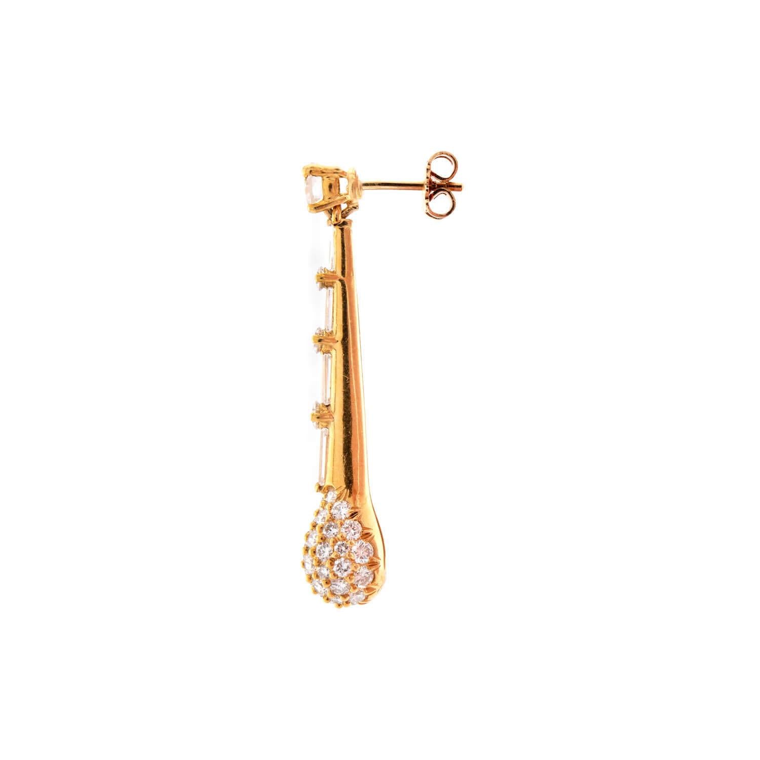 Estate 18k Diamond Matchstick Earrings