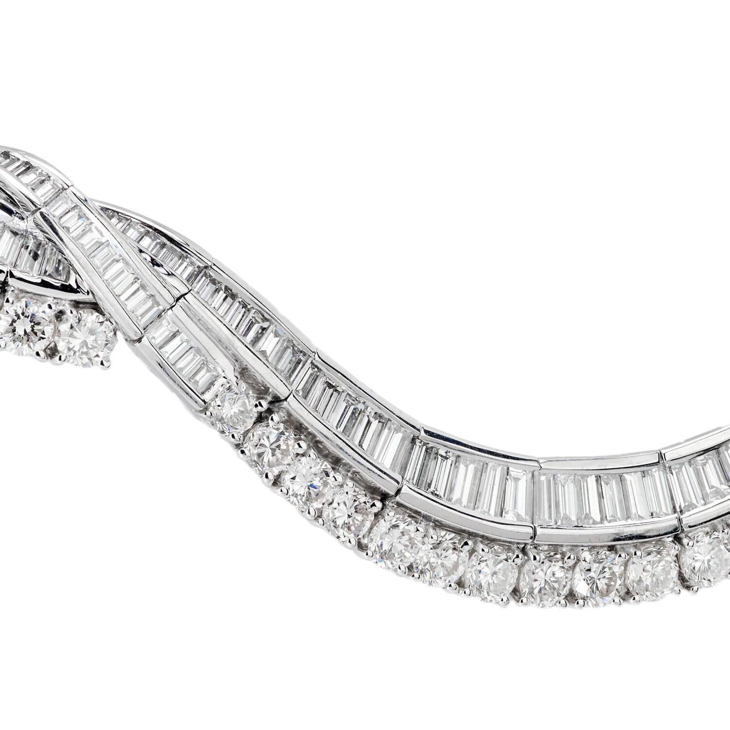 Estate Platinum Diamond Twisted Riviera Necklace