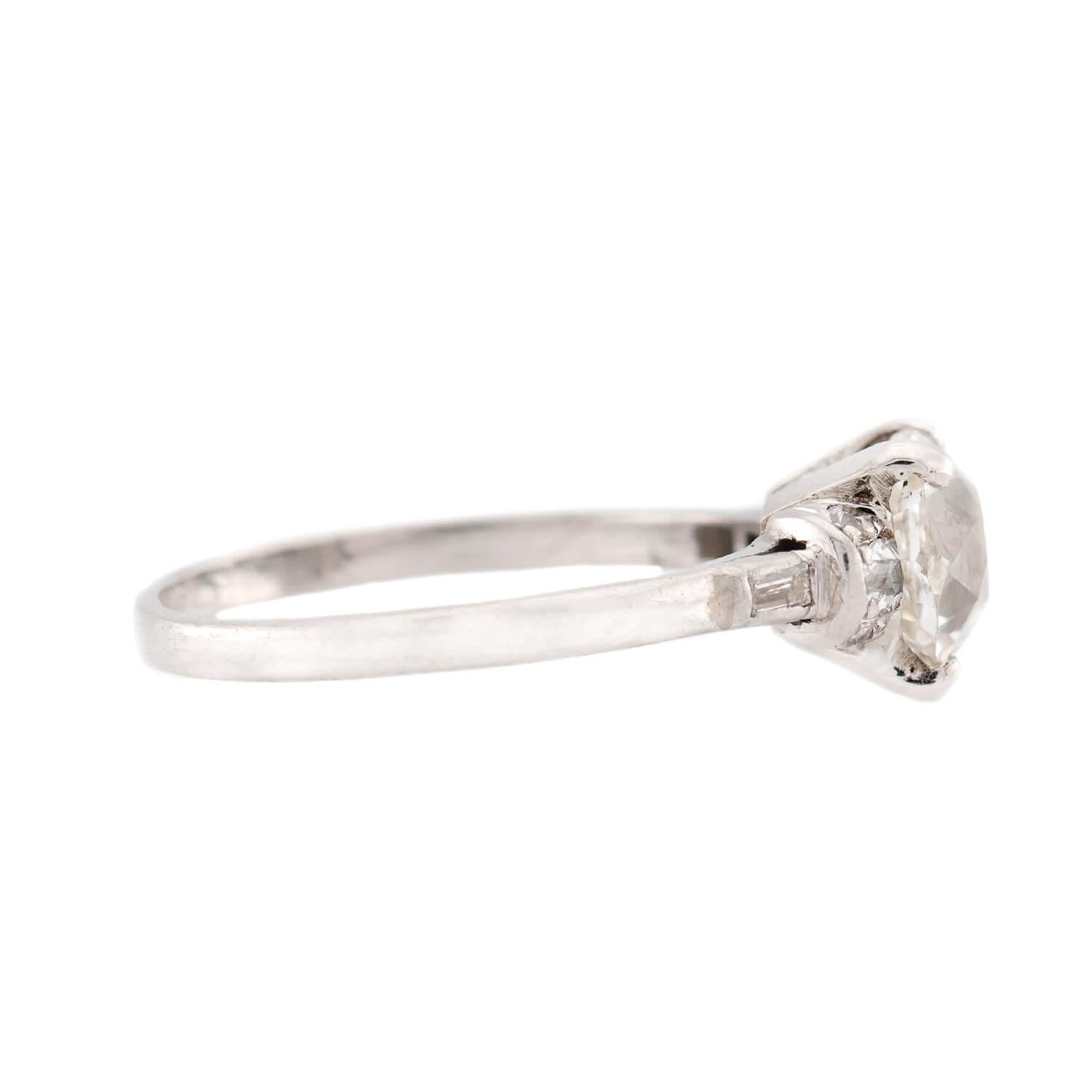 Art Deco Patlinum Diamond Engagement Ring 2.68ct