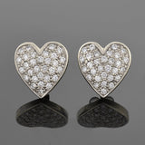 Estate 14kt & Pavé Diamond Heart Stud Earrings