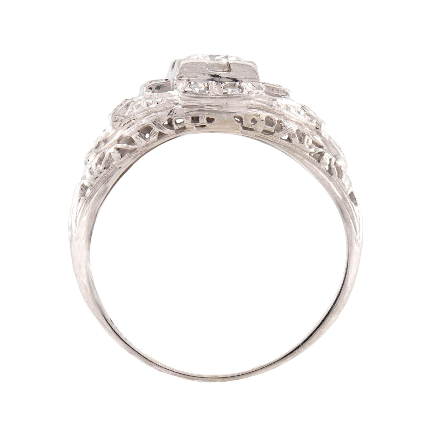 Art Deco 18k Diamond Engagement Ring .40ct