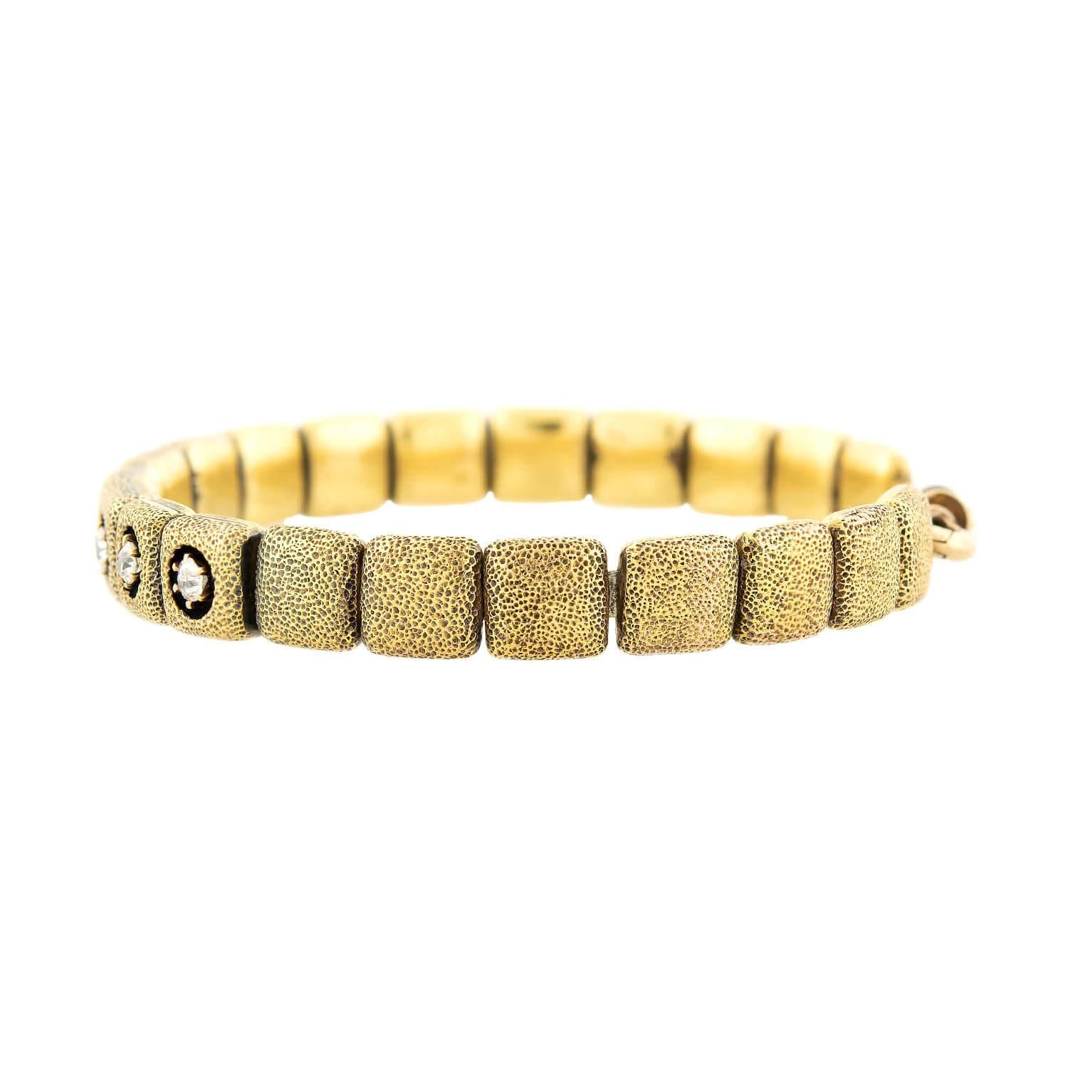 Victorian 18K Diamond Button Stretch Bracelet