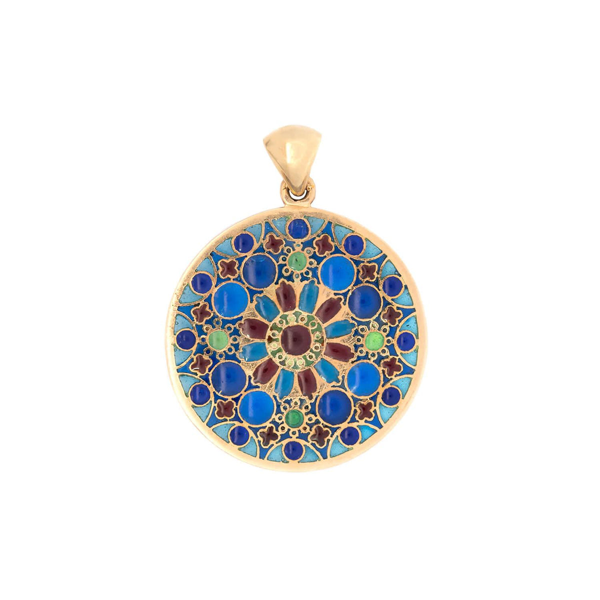 Estate 18k French Plique-à-jour Disc Pendant