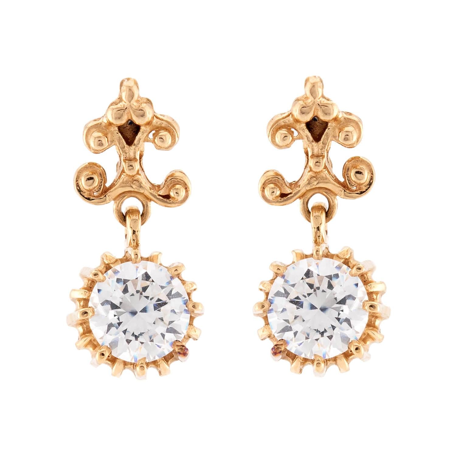 Victorian Style 14k White Gold Dangle Earring