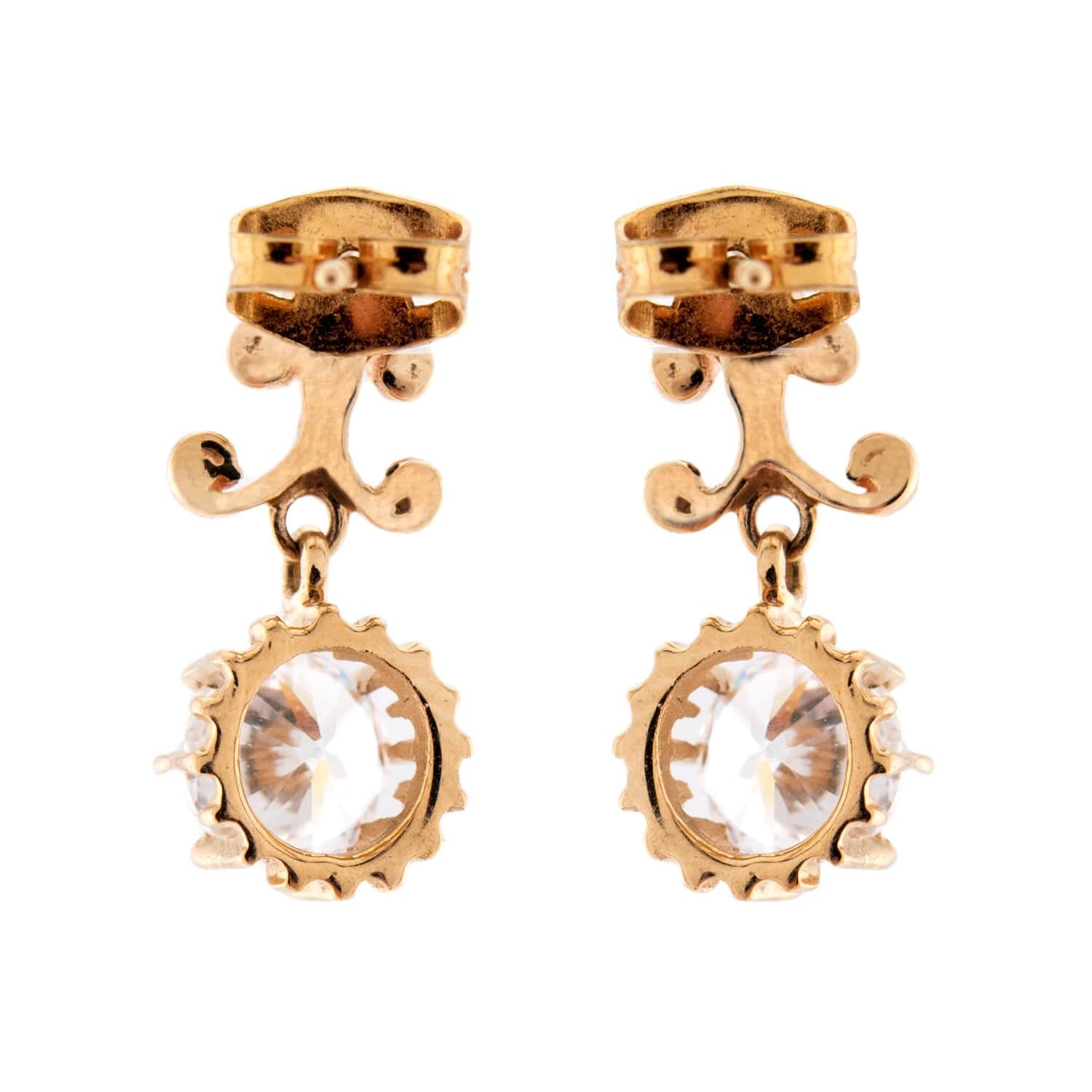 Victorian Style 14k White Gold Dangle Earring