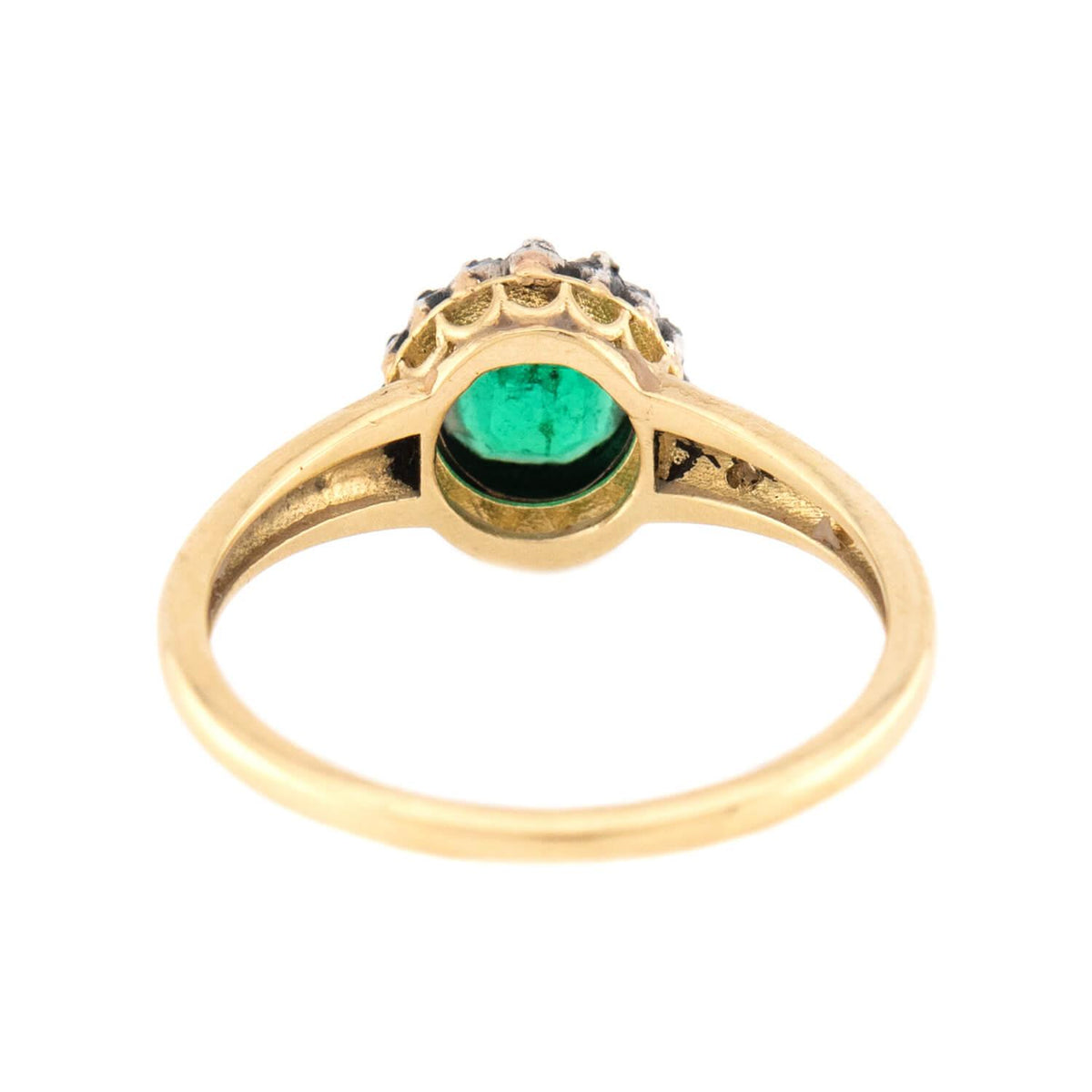 Victorian 18k/Sterling Silver Emerald & Diamond Halo Ring