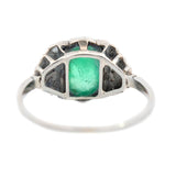 1 Art Deco Platinum 2.50ctw Cabochon Emerald & Diamond Ring