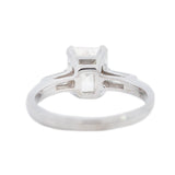 Art Deco Platinum Emerald Cut Diamond Engagement Ring 1.22ct