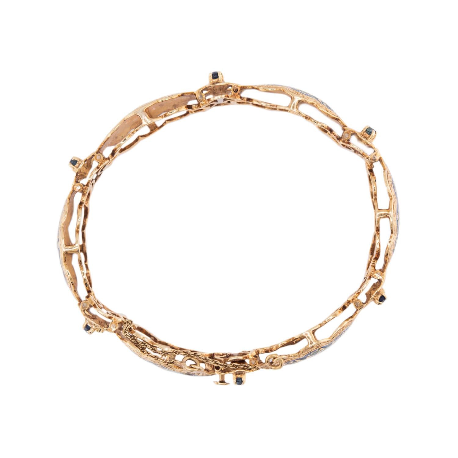 Art Deco 14k Sapphire & Enamel Link Bracelet