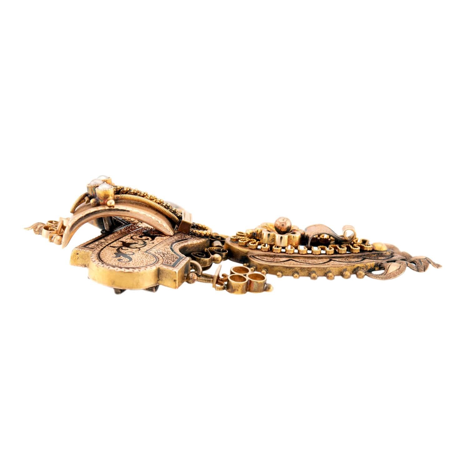 Victorian 14k Etruscan Enamel & Pearl Pin/Pendant