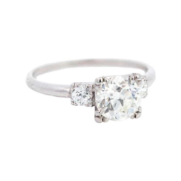 Art Deco Platinum Old European Diamond Engagement Ring 1.35ct+
