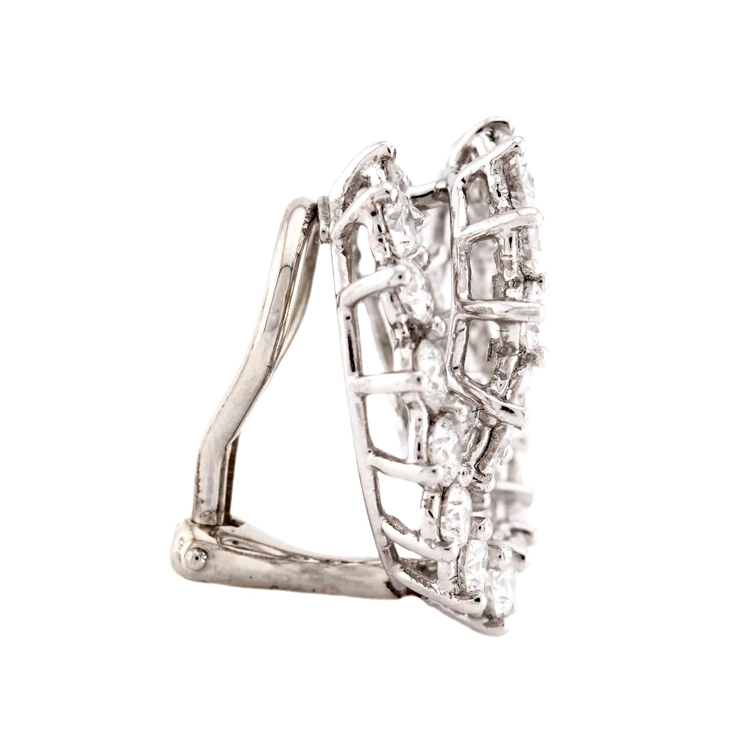 TIFFANY & CO. Vintage Platinum Diamond Swirl-Motif Earrings