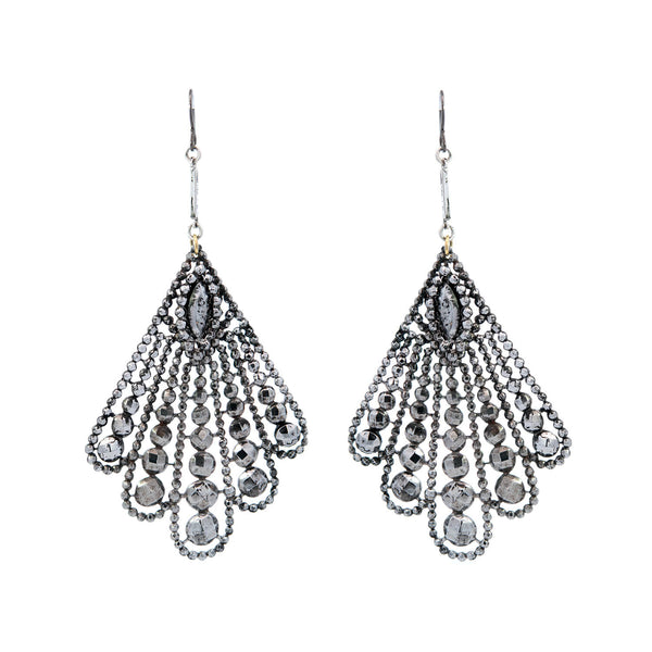 Victorian Cut Steel Fan Motif Earrings