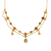 Victorian Italian 18k Multi-Stone Festoon Necklace