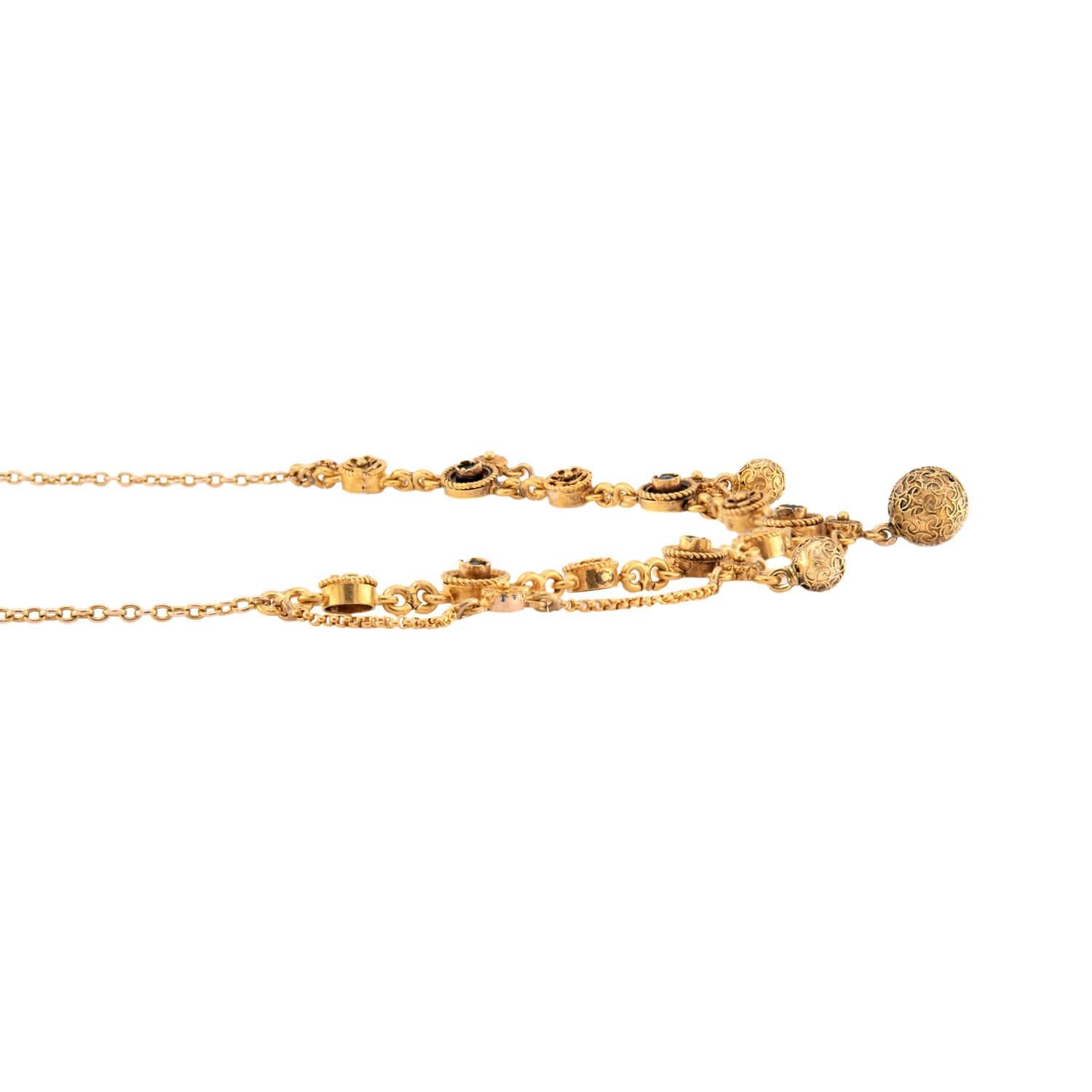 Victorian Italian 18k Multi-Stone Festoon Necklace