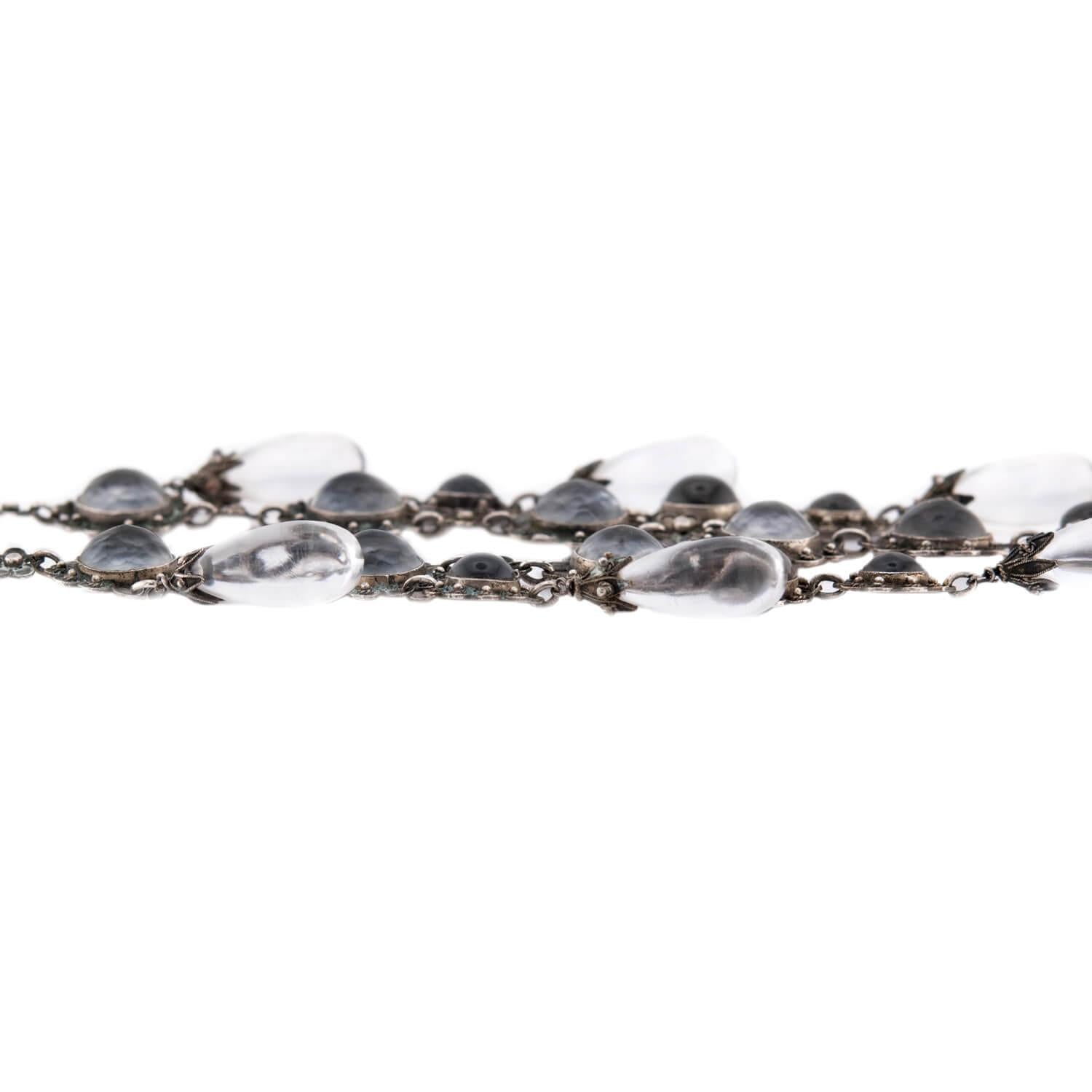 Victorian Sterling Silver Moonstone Festoon Necklace