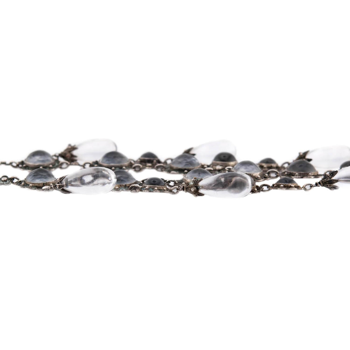 Victorian Sterling Silver Moonstone Festoon Necklace