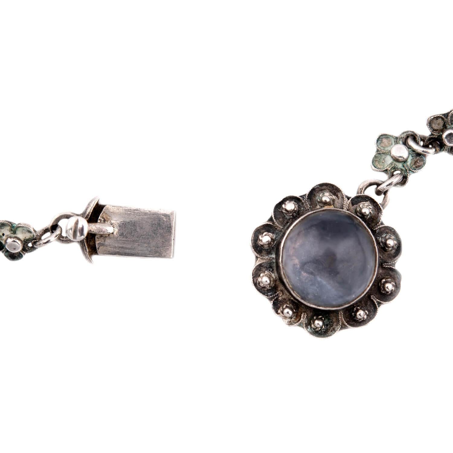 Victorian Sterling Silver Moonstone Festoon Necklace