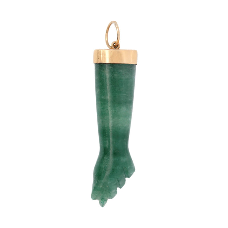 Vintage 18k Jadeite Figa Fist Pendent