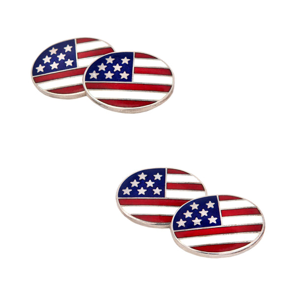 Deakin & Francis Late Victorian Sterling Enamel American Flag Cufflinks