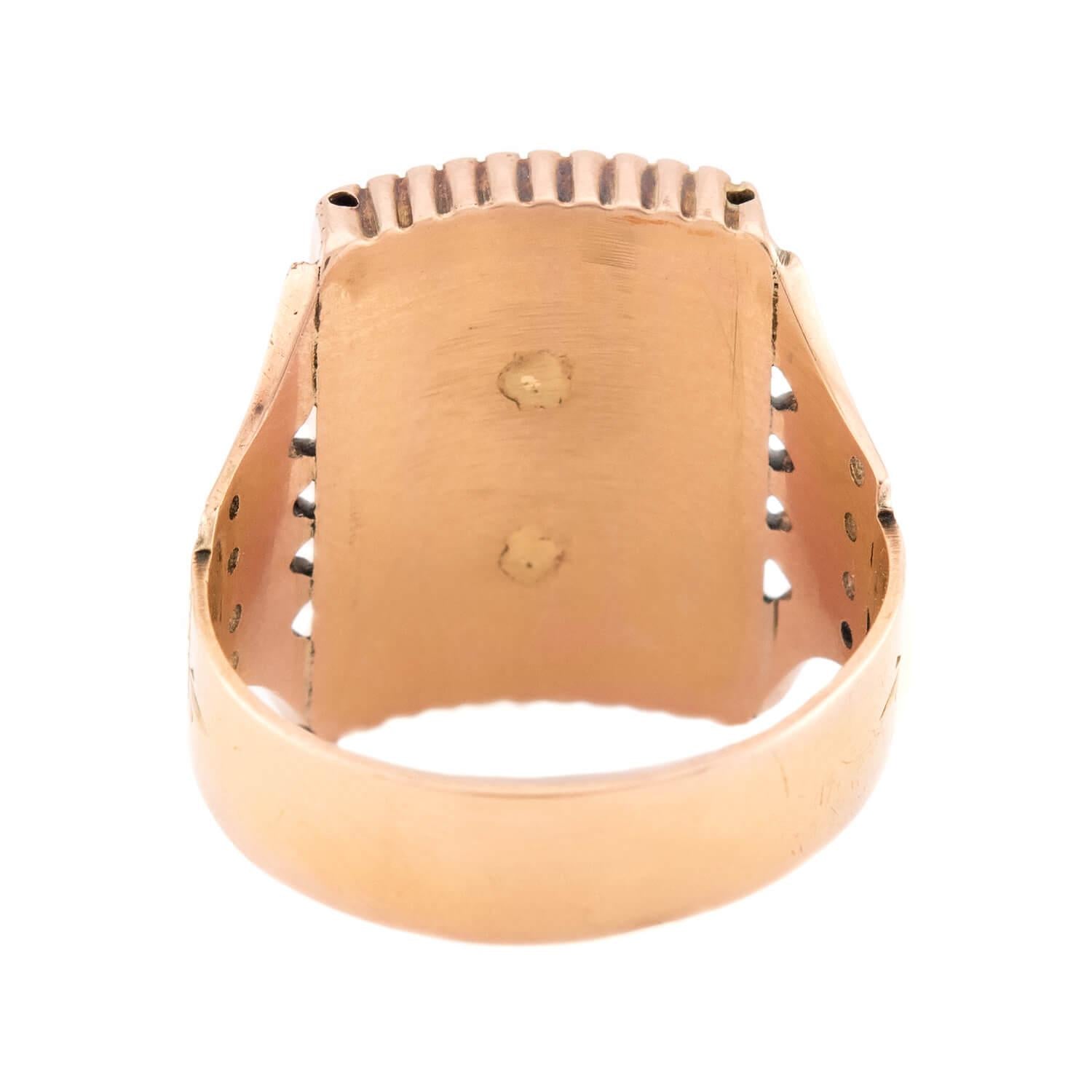 Victorian 10k Onyx & Pearl Fleur-De-Lis Ring