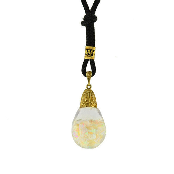 Retro 14kt Floating Opal Ball Necklace