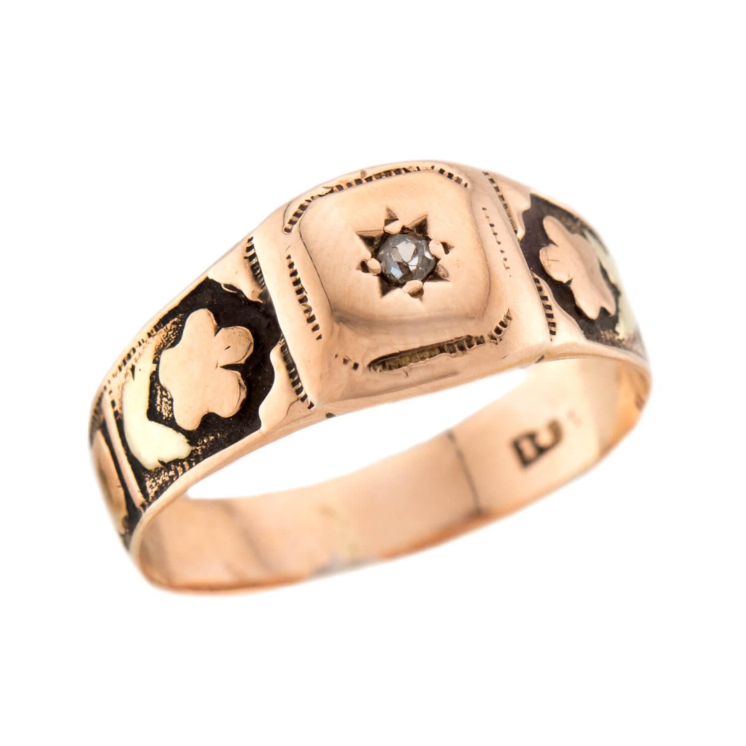 Victorian 14k Diamond Floral-Motif Ring