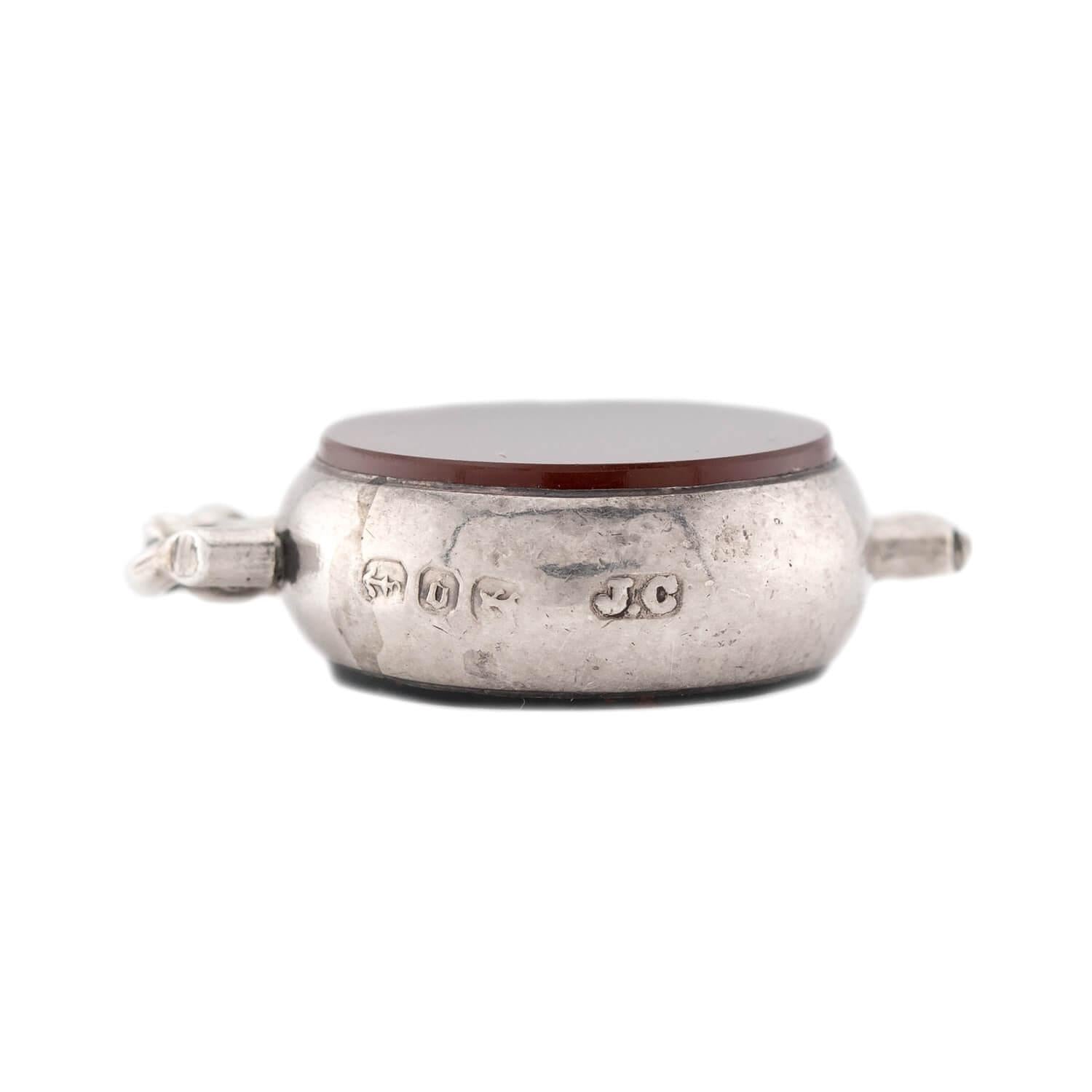 Victorian English Sterling Silver Carnelian & Bloodstone Spinner Fob