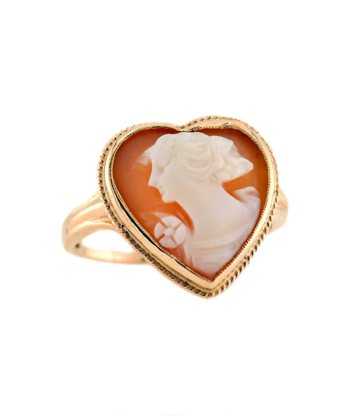 Art Deco 14k Cameo Heart Motif Ring