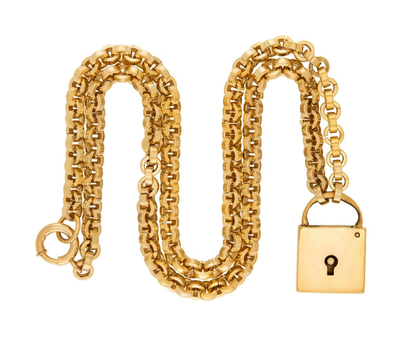 Victorian Gold Filled Padlock Pendant Necklace