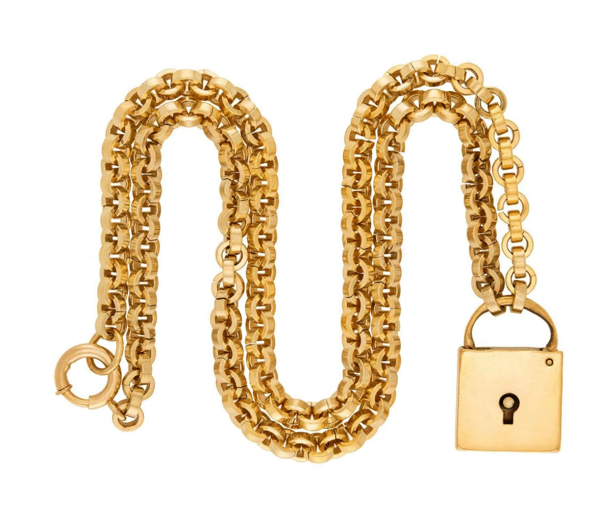 Victorian Gold Filled Padlock Pendant Necklace