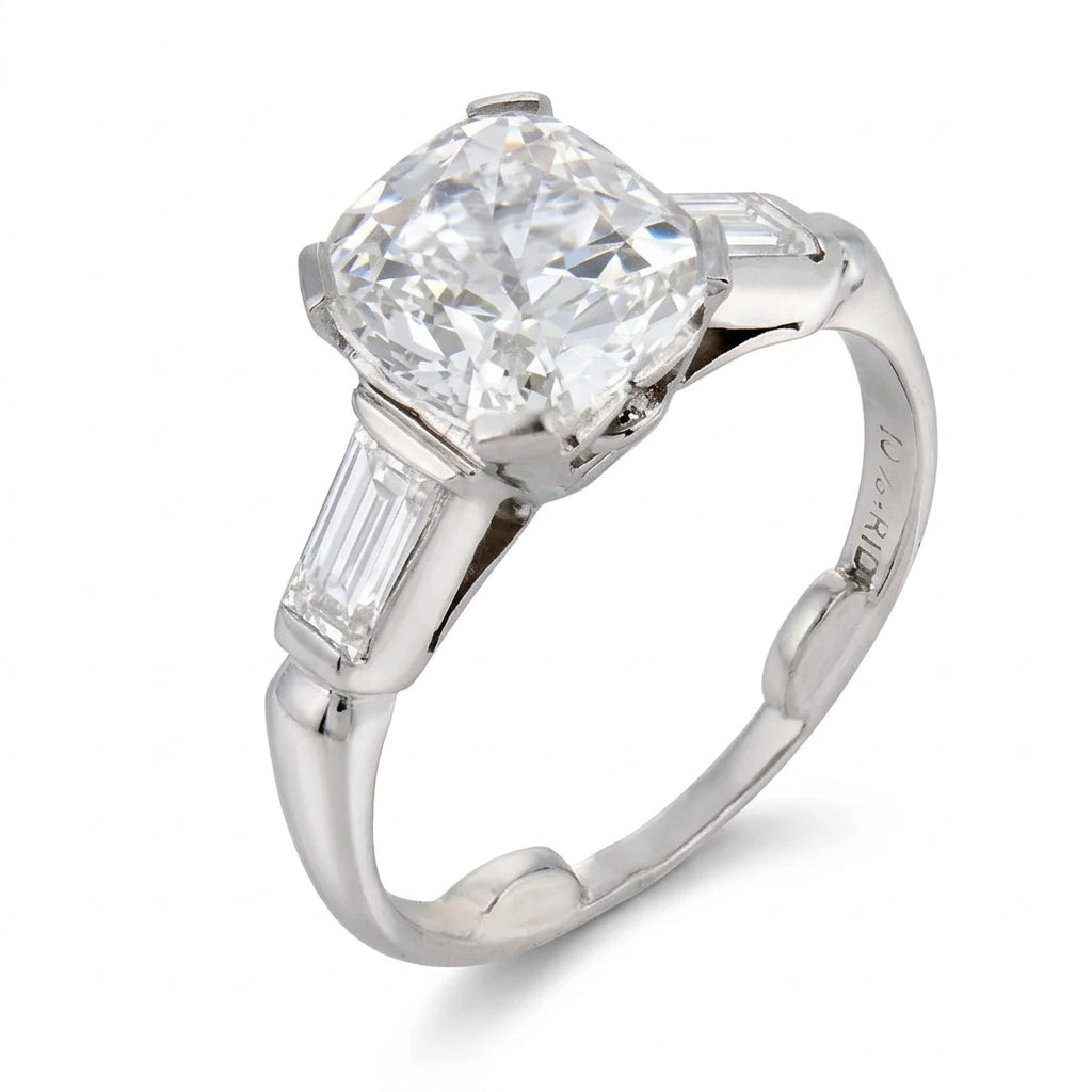 Retro Platinum GIA Diamond Engagement Ring 1.51ct