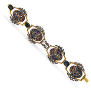 Victorian French 18k/Silver Sapphire, Diamond, & Ruby Scarab Link Bracelet