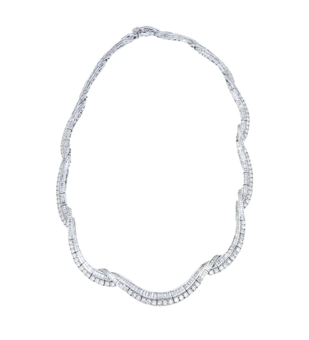 Estate Platinum 20ctw+ Diamond Twisted Riviera Necklace