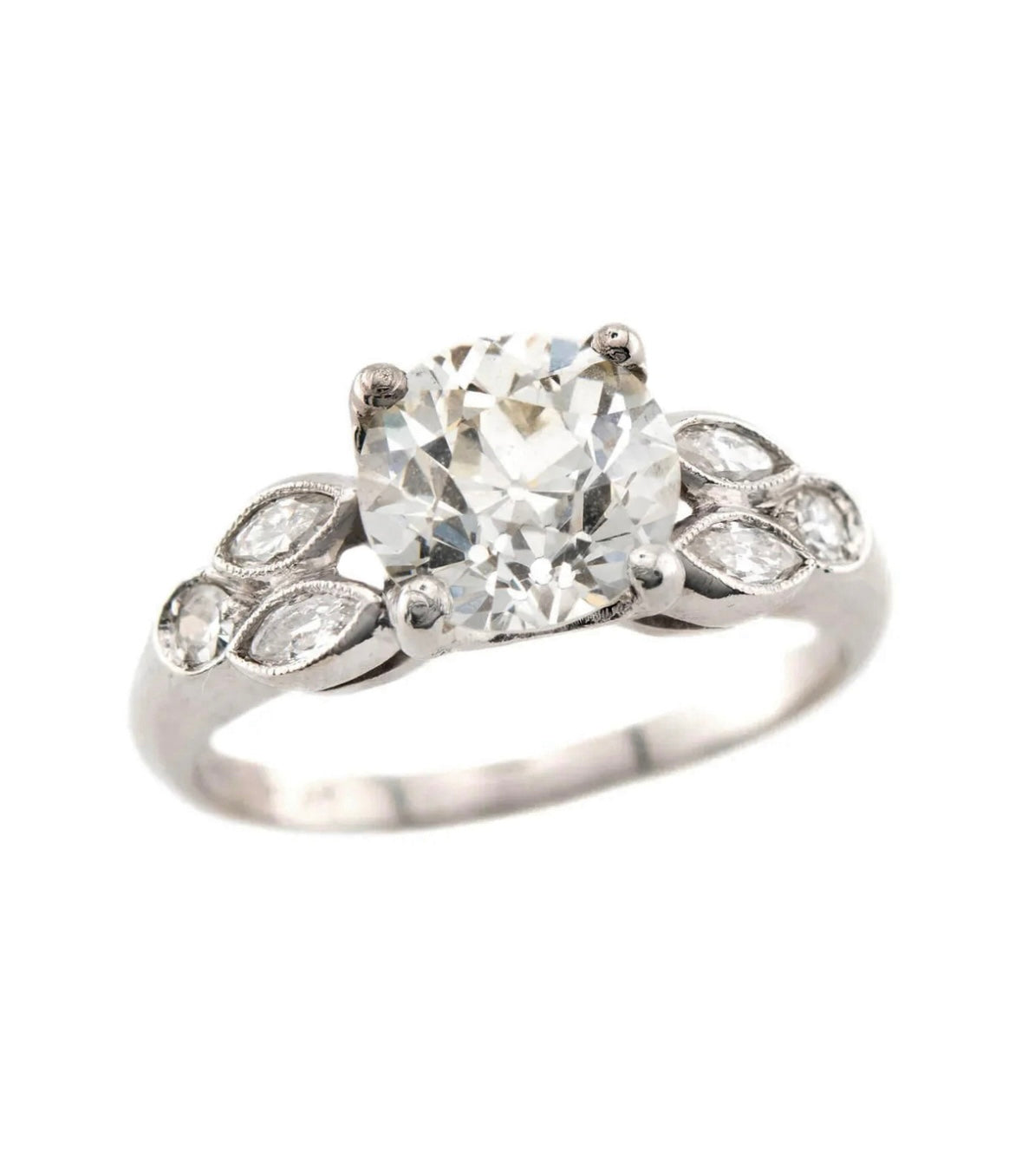 Art Deco Platinum Diamond Engagement Ring 1.73ct