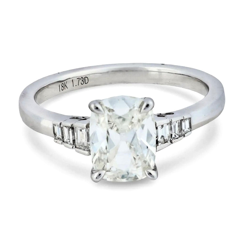 Estate 18k Old Cushion Diamond Engagement Ring 1.50ct
