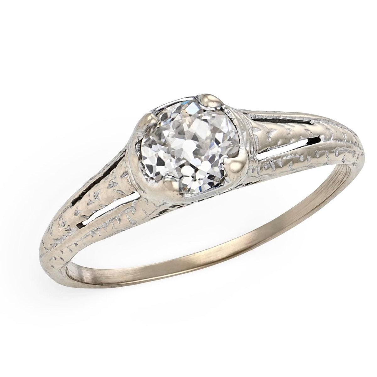 Art Deco 18k Diamond Engagement Ring .60ct