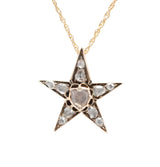Victorian Petite 14kt Rose Cut Diamond Star Pendant & Chain