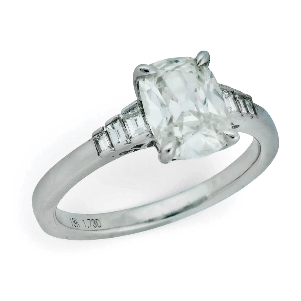 Estate 18k Old Cushion Diamond Engagement Ring 1.50ct